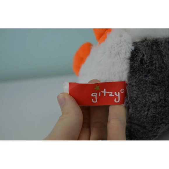 Gitzy Penguin Plush Stuffed Animal Toy Gray White Orange Red Scarf - Picture 6 of 7